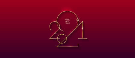 Golden 2021 New Year  . Holiday greeting card. Vector illustration. Holiday design for greeting card, invitation, calendar, etc.のイラスト素材