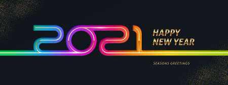 2021 new year. Greeting design with multicolored number of year. Design for greeting card, invitation, calendar, etc.のイラスト素材