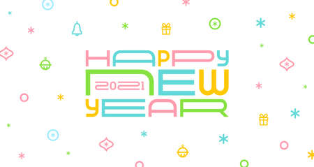 Vector holidays greeting design with new year and christmas signs and symbols. Vector illustration.のイラスト素材