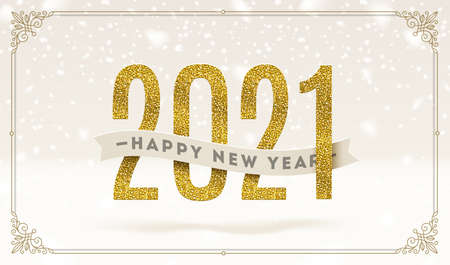 Happy New Year 2021 - holidays vector illustration.のイラスト素材