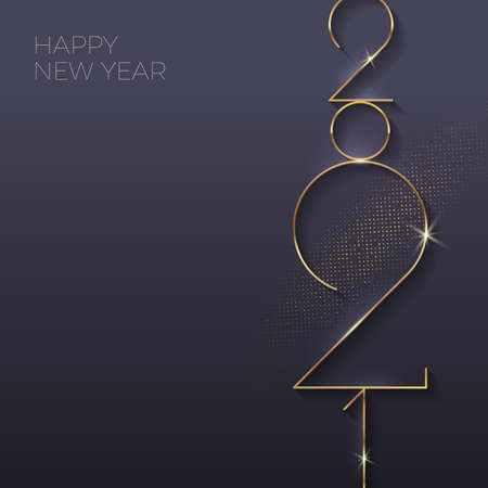 Holiday greeting card with golden 2021 New Year . Vector illustration. Holiday design for greeting card, invitation, calendar, etc.のイラスト素材