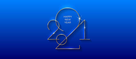 Golden 2021 New Year . Holiday greeting card. Vector illustration. Holiday design for invitation, calendar, greeting card, etc.のイラスト素材