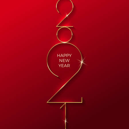 Golden 2021 New Year . Holiday greeting card. Vector illustration. Holiday design for flyer, greeting card, invitation, calendar, etc.のイラスト素材