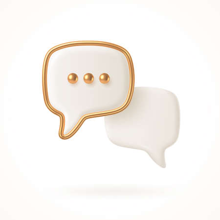 White and golden speech bubble. Dialogue concept design. Vector illustration.のイラスト素材