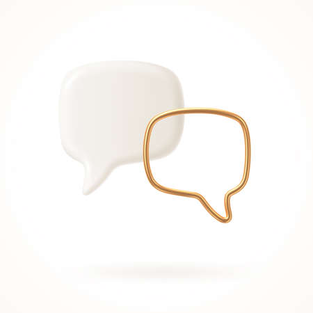 White and golden speech bubble. Dialogue concept design. Vector illustration.のイラスト素材