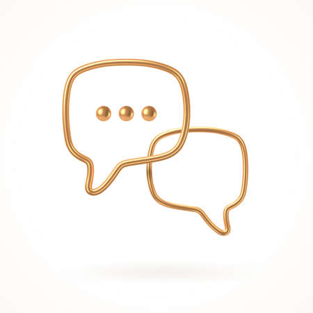 White and golden speech bubble. Dialogue concept design. Vector illustration.のイラスト素材