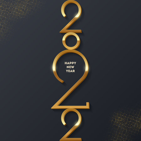 Golden 2022 New Year logo. Holiday greeting card. Vector illustration. Holiday design for greeting card, invitation, calendar, etc.のイラスト素材