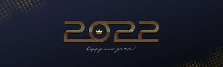 2022 new year logo. Greeting design with golden number of year. Design for greeting card, invitation, calendar, etc.のイラスト素材