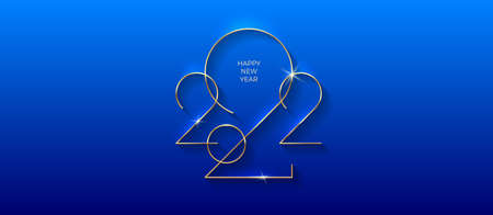 Golden 2022 New Year logo. Holiday greeting card. Vector illustration. Holiday design for invitation, calendar, greeting card, etc.のイラスト素材