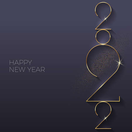 Holiday greeting card with golden 2022 New Year logo. Vector illustration. Holiday design for greeting card, invitation, calendar, etc.のイラスト素材