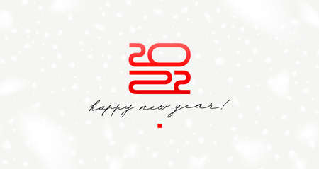2022 new year logo with calligraphic holiday greeting on a white background with snowflakes. Design for greeting card, invitation, calendar, etc.のイラスト素材