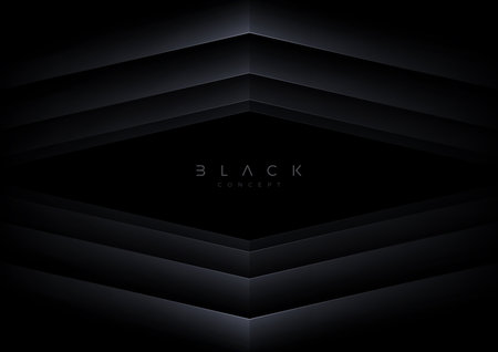 Black background with 3d layered abstract shape. minimal template design. vector illustration,のイラスト素材
