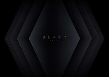Black background with 3d layered abstract shape. minimal template design. vector illustration,のイラスト素材