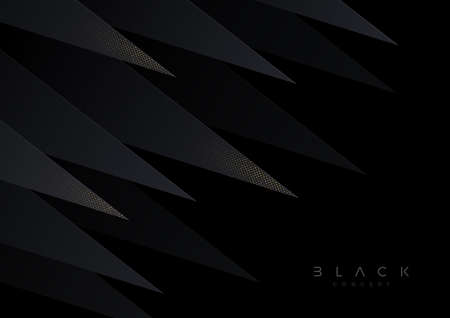 Black background with abstract shape. Minimal luxury template design with golden halftone. vector illustration,のイラスト素材