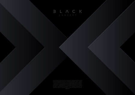 Black background with 3d layered abstract shape. minimal template design. vector illustration,のイラスト素材