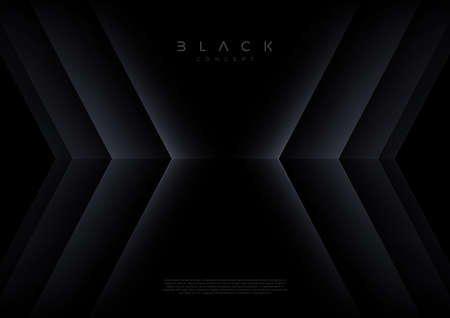 Black background with 3d layered abstract shape. minimal template design. vector illustration,のイラスト素材
