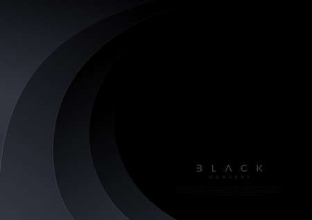 Black background with 3d layered abstract wave shape. minimal template design. vector illustration,のイラスト素材