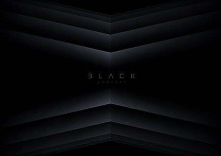 Black background with 3d layered abstract shape. minimal template design. vector illustration,のイラスト素材