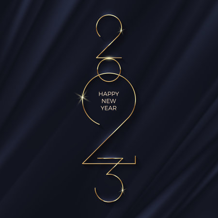 2023 new year logo on black textile abstract waves background. New year luxury greeting design for poster, flyer, invitation, postcard, advertising.のイラスト素材
