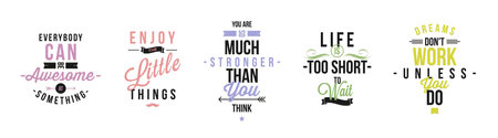 Set of positive inspirational quotes. Type design vector design.のイラスト素材