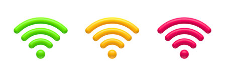 Set of different color 3d wi-fi sign. Vector illustration,のイラスト素材