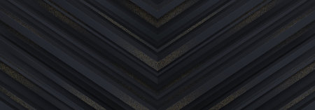 Abstract striped textured 3d black background with golden halftone. Luxury black and gold banner....