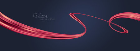Red flow wave. Red paint brush stroke. Flow design element. Abstract red ribbon. Vector illustration.のイラスト素材