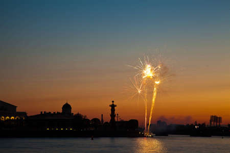 Salute on arrow of the Vasilievsky islandの写真素材