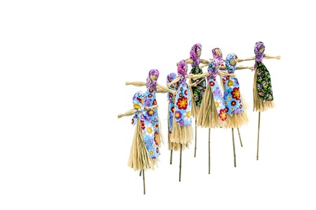 Doll for burning on holiday Maslenitsa on the white backgroundの写真素材