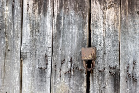 old lock, the old wooden door