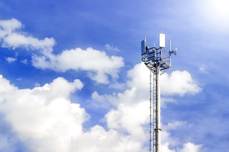Cellular antenna against blue skyの写真素材