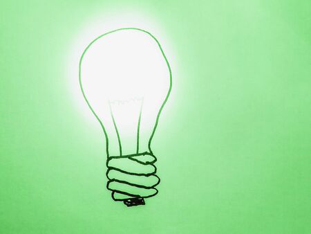 Painted lamp shines colored lightの写真素材