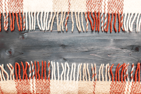 Warm blanket on a wooden backgroundの写真素材