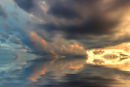 Colorful dramatic sky with cloud at sunsetの写真素材