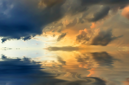 Colorful dramatic sky with cloud at sunsetの写真素材