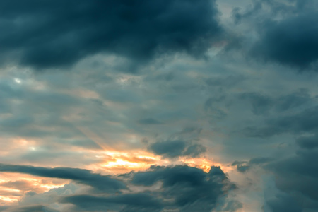 Colorful dramatic sky with cloud at sunsetの写真素材