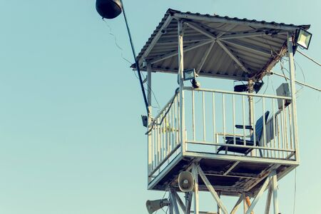 The top of a rescue post, rescue tower on the beach