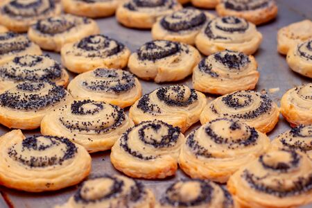 Homemade cookies sprinkled with poppy seedsの写真素材
