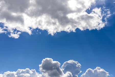 Blue sky with white clouds. Beautiful backgroundの写真素材