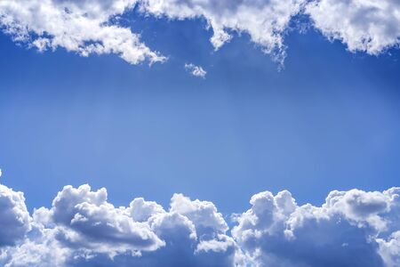Blue sky with white clouds. Beautiful backgroundの写真素材
