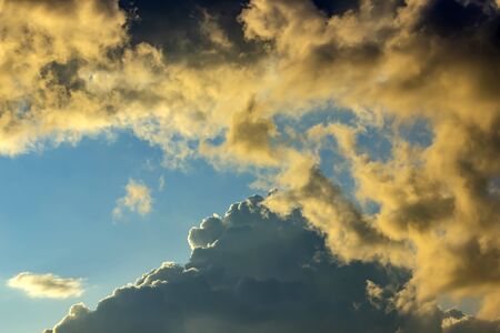 Dramatic sky with clouds on sunset. Nature composition. Summer background