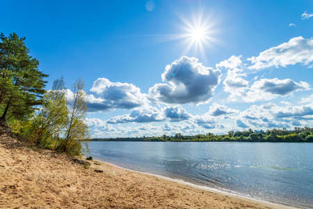 River Landscape. Sunny day by the riverの写真素材