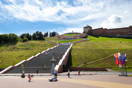 Nizhny Novgorod, Russia. - July 26.2020. Chkalovskaya staircase in Nizhny Novgorod.のeditorial素材