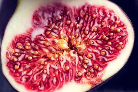 Sliced fresh figs close-up. Macro photoの写真素材
