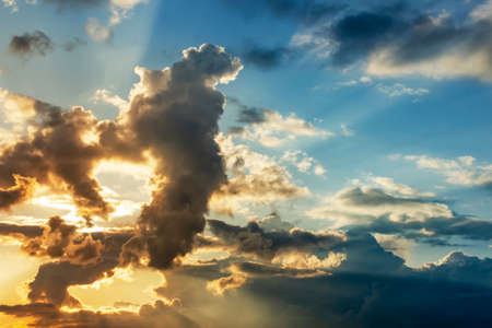 Sky background on sunset. Nature composition. Summer backgroundの写真素材