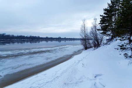 Winter river Volga landscape. Mistyc winter dayの写真素材