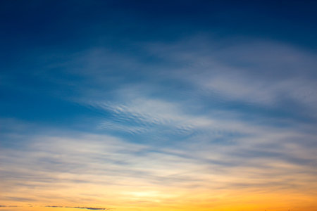 Fiery orange sunset sky. Beautiful sky.の写真素材
