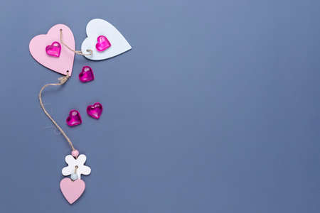 Hearts on a blue background. Valentine's Dayの写真素材