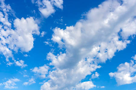 Blue sky and white clouds. Summer backgroundの写真素材