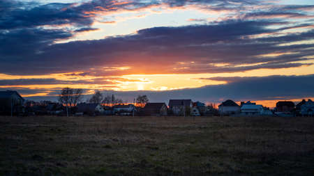 Very beautiful sky in summer at sunset. Summer landscapeの写真素材
